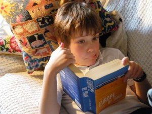 Callum researching trains